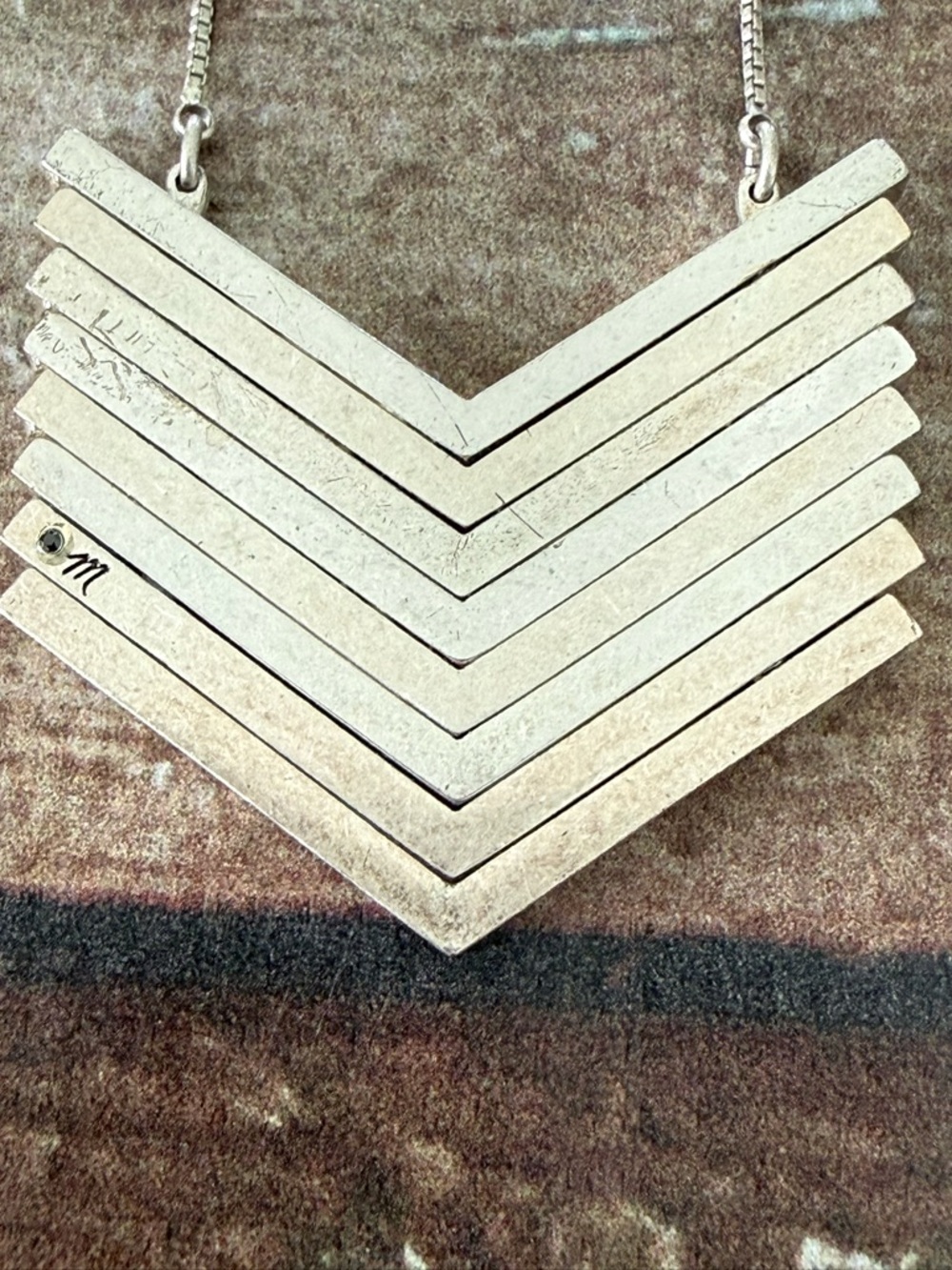Madewell Silver Chevron Layered Pendant Necklace